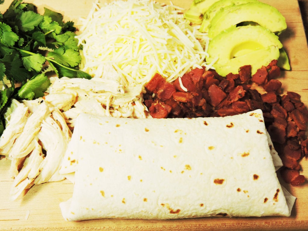 chicken avocado and bacon baked Burrito Ingredients