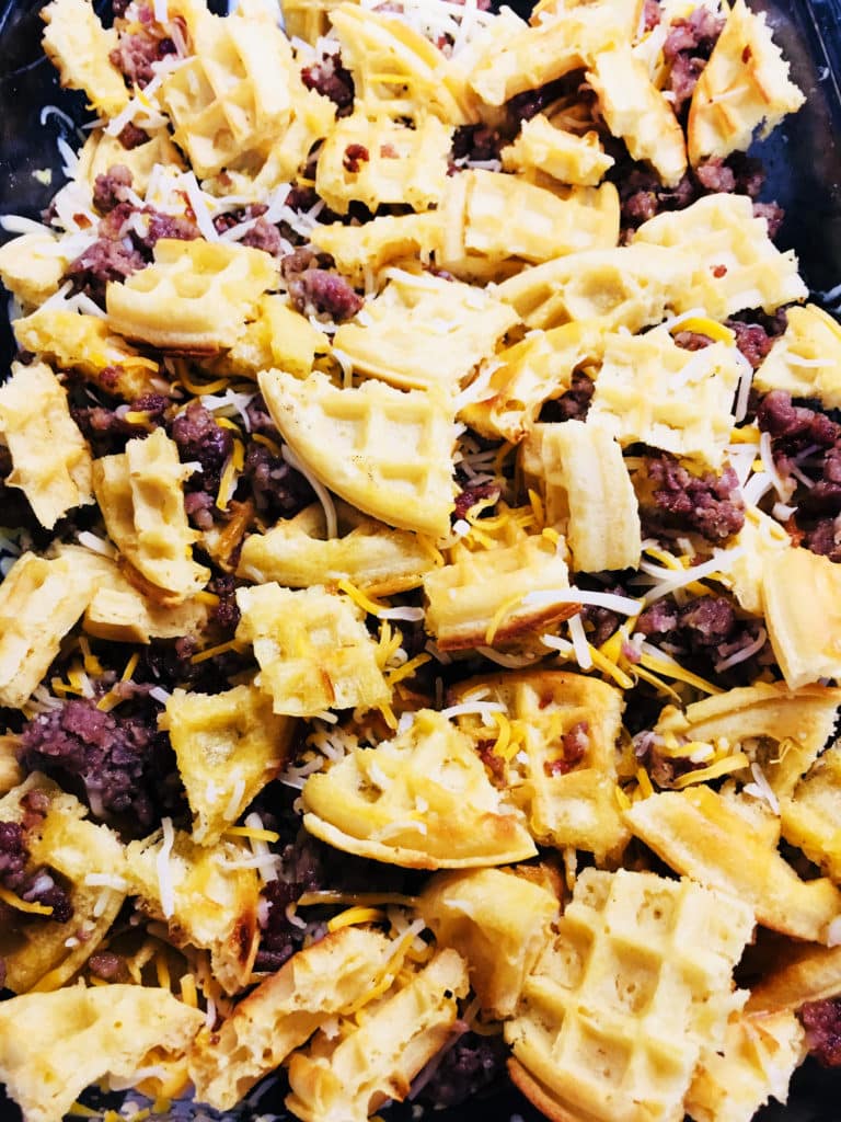Chicken and Waffle Breakfast Casserole