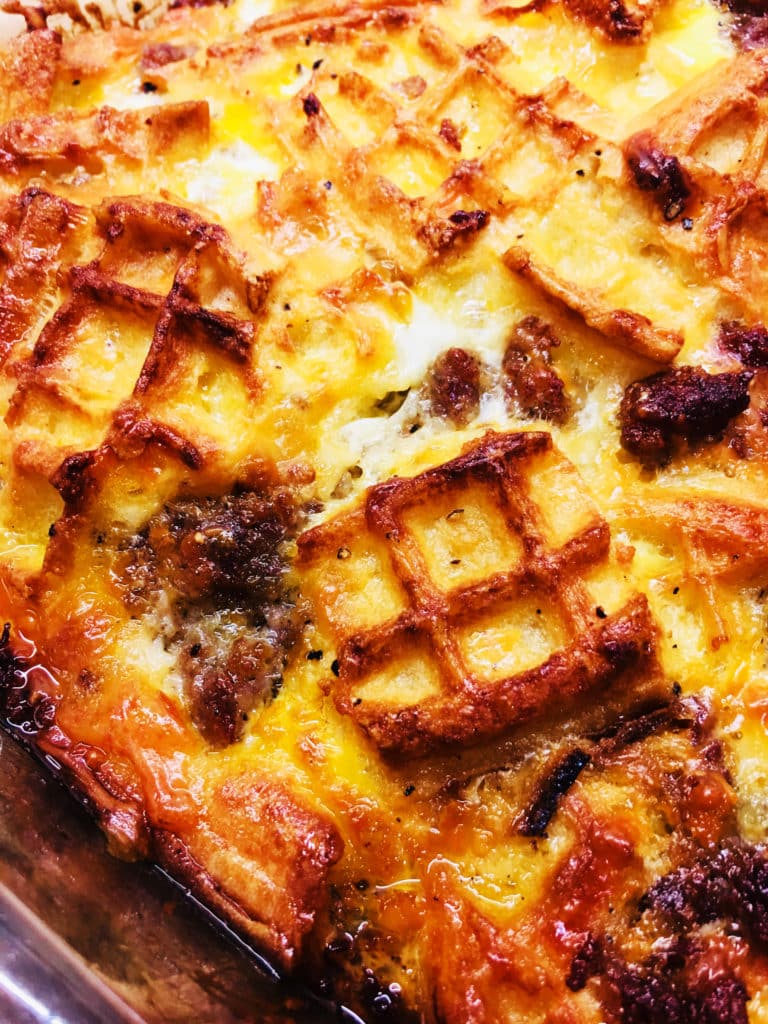 Chicken and Waffle Breakfast Casserole