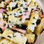 Salmon Pasta with Pesto Cream Sauce