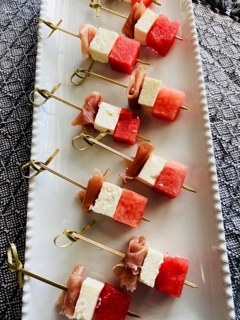 finihsed bites on skewers before adding glaze
