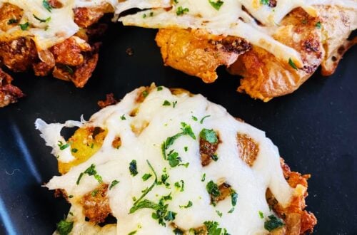 Air Fryer Cheesy Smashed Potatoes