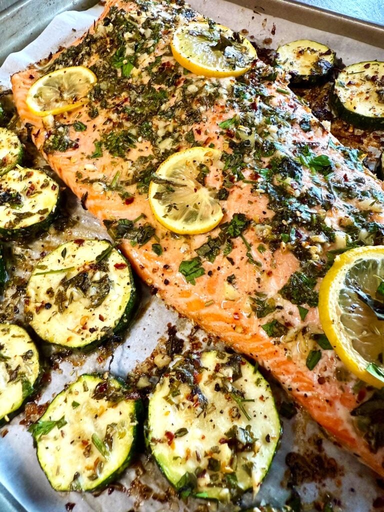 Garlic Herb Salmon and Zucchini