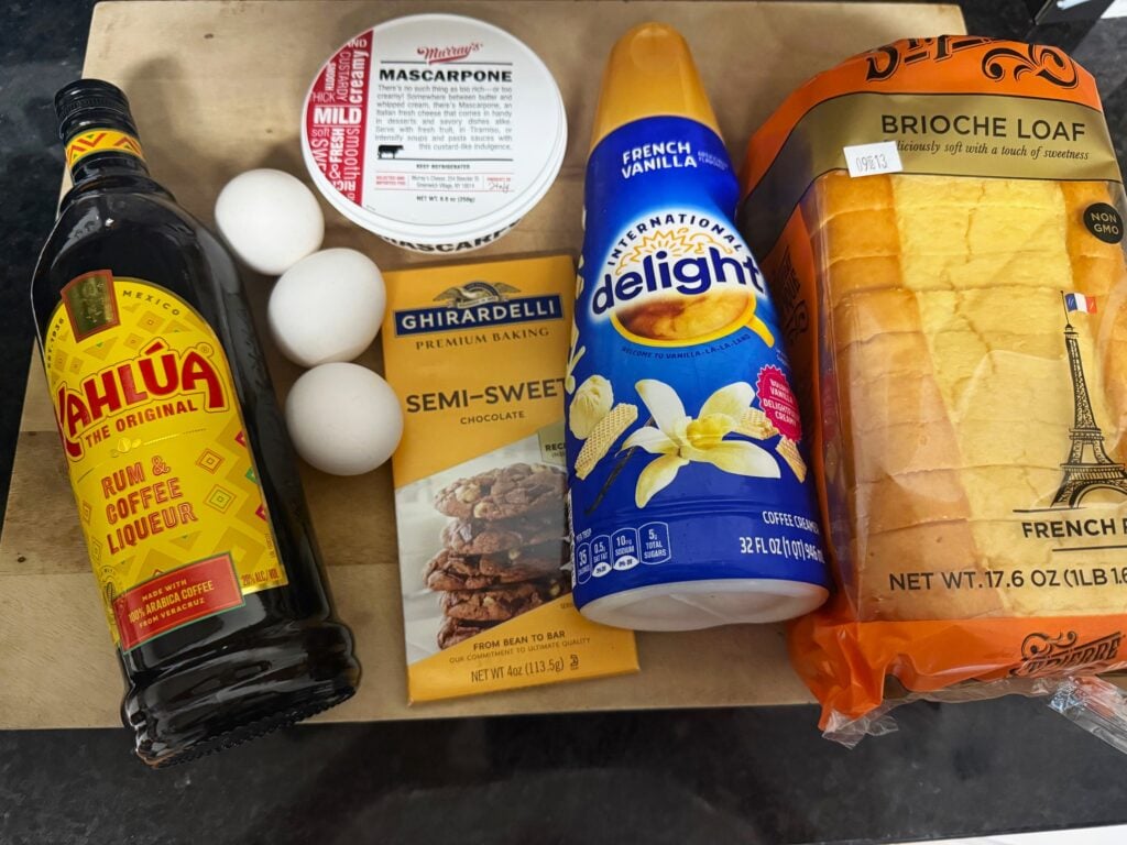 ingredients for Tiramisu French Toast with Kahlua Syrup