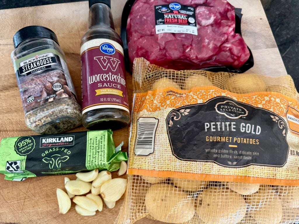 ingredients for Crock Pot Loaded Steak and Potatoes