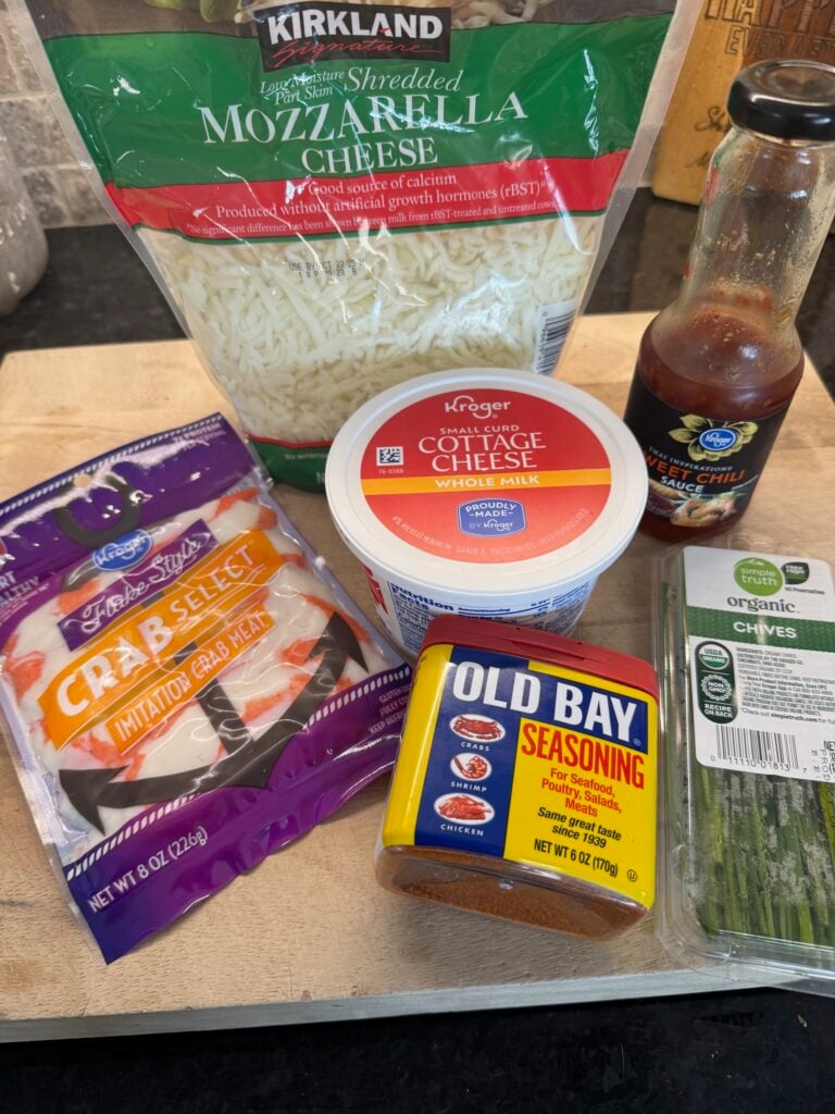 ingredients for Cottage Cheese Crab Rangoon Dip