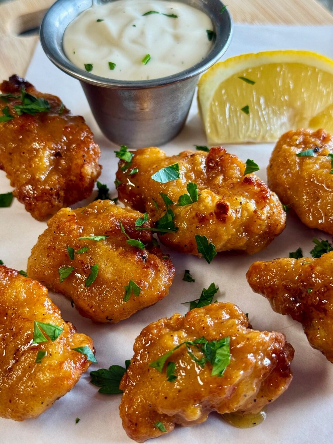 Air Fryer Hot Honey Lemon Chicken Bites