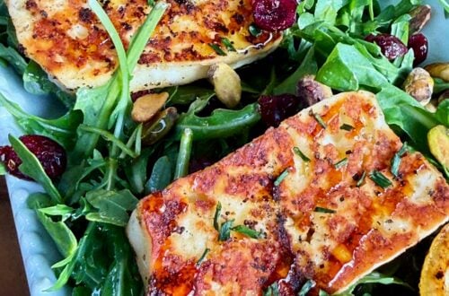 Lemon Hot Honey Halloumi Salad
