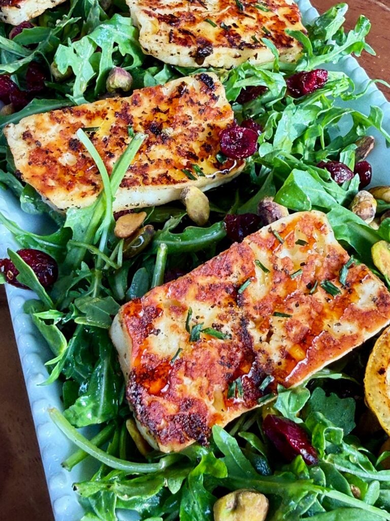 Lemon Hot Honey Halloumi Salad