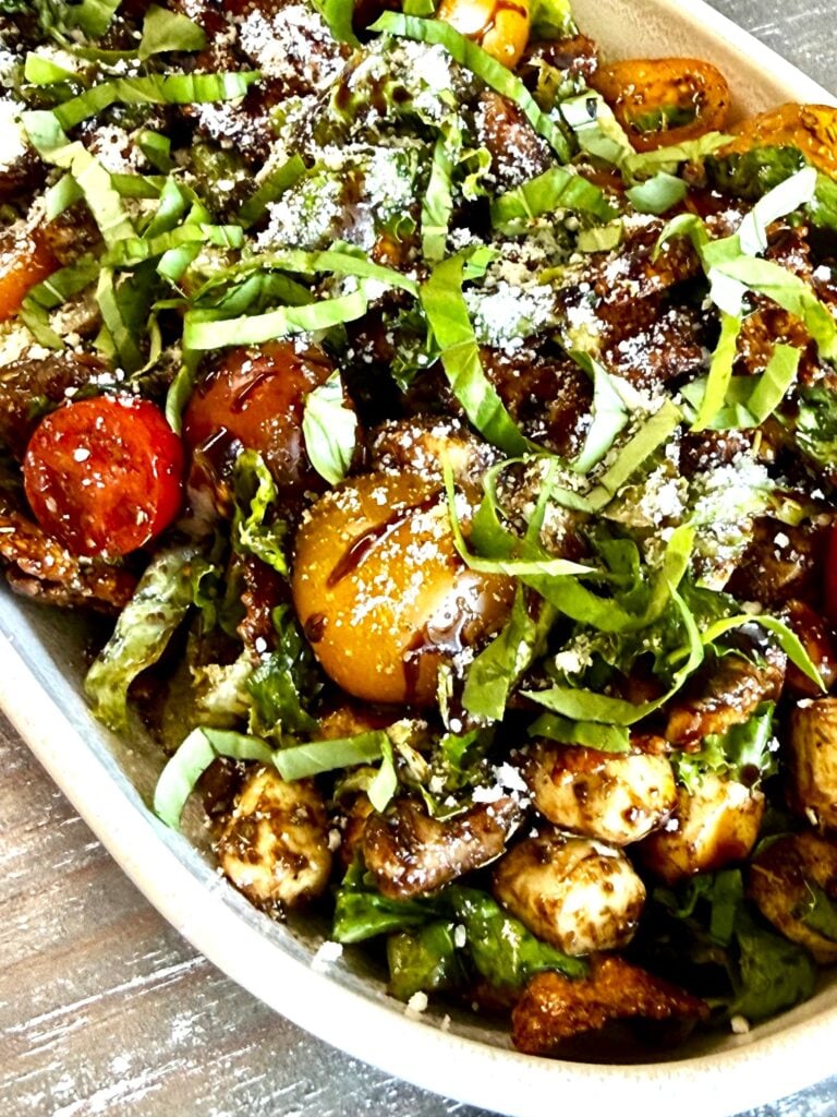 Crispy Pasta Caprese Chicken Salad