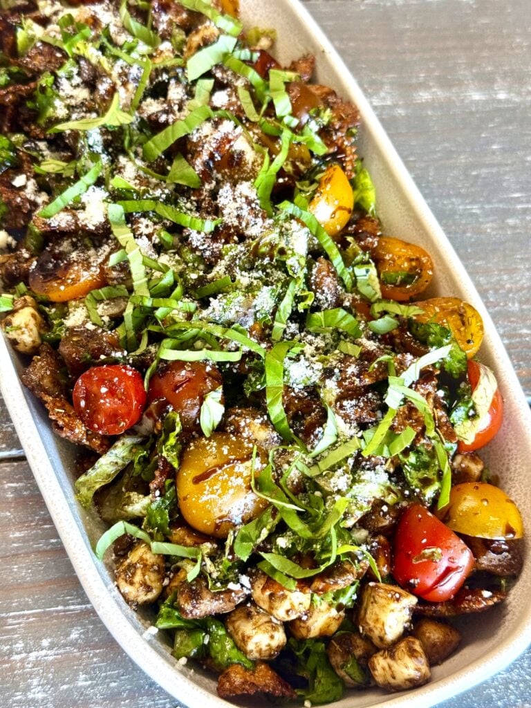 Crispy Pasta Caprese Chicken Salad