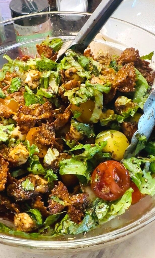 Crispy Pasta Caprese Chicken Salad