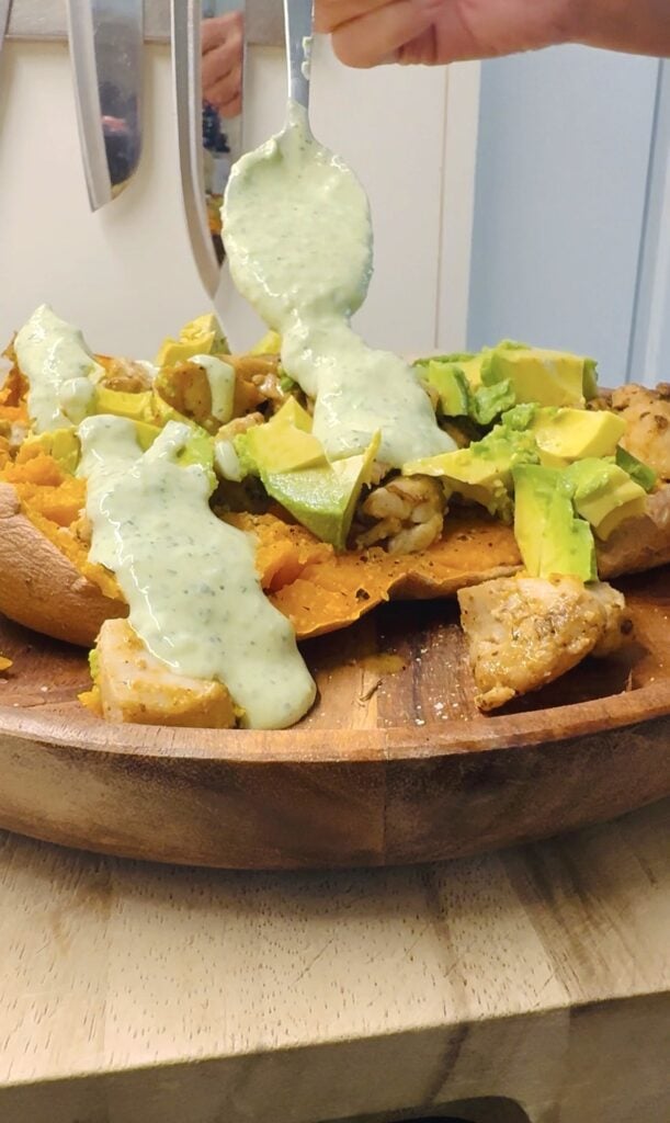 BBQ Chicken Loaded Sweet Potatoes