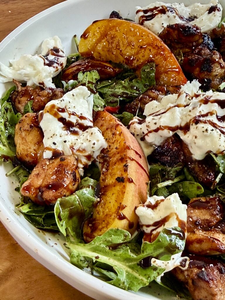 Hot Honey Peach Chicken Salads