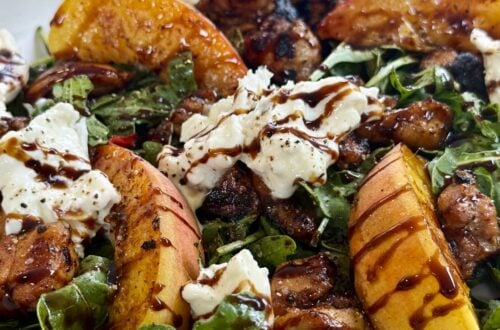 Hot Honey Peach Chicken Salads