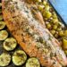 One Pan Salmon Potatoes and Zucchini