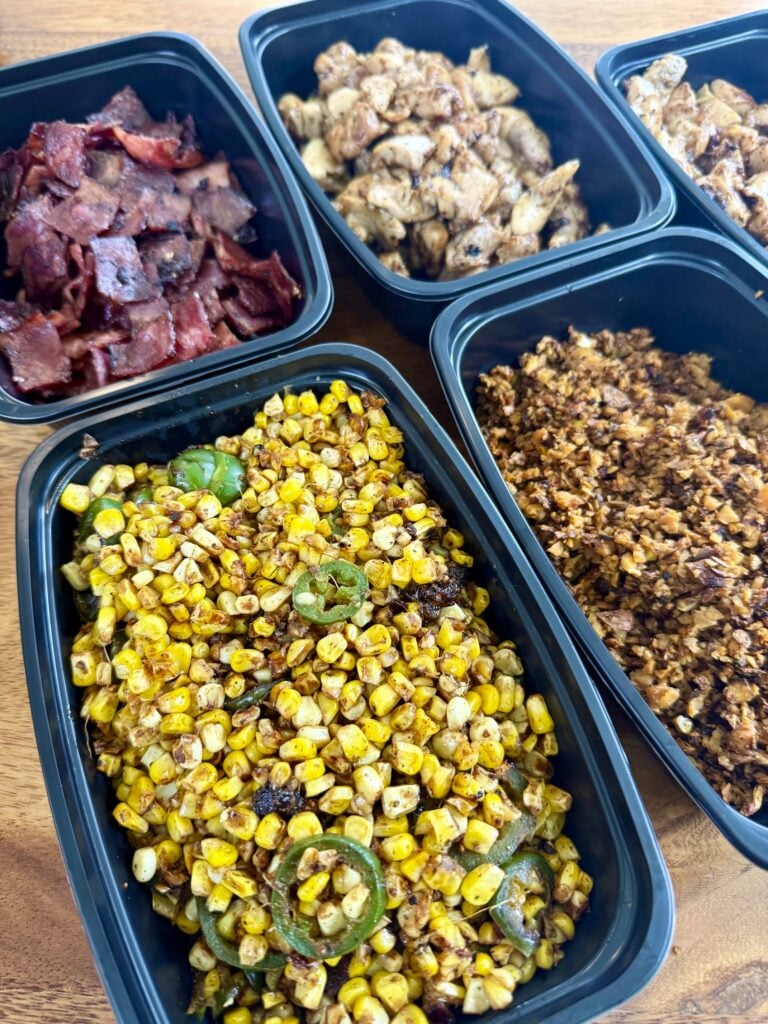 meal prepped food in containers
