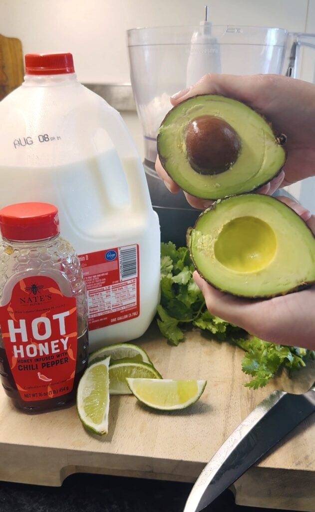 making High Protein Avocado Cilantro Lime Sauce