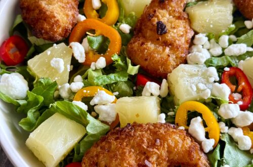 Coconut Shrimp Salads with Pineapple Vinaigrette
