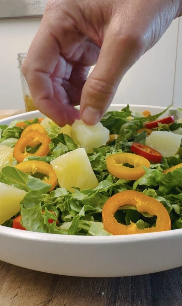 Coconut Shrimp Salads with Pineapple Vinaigrette