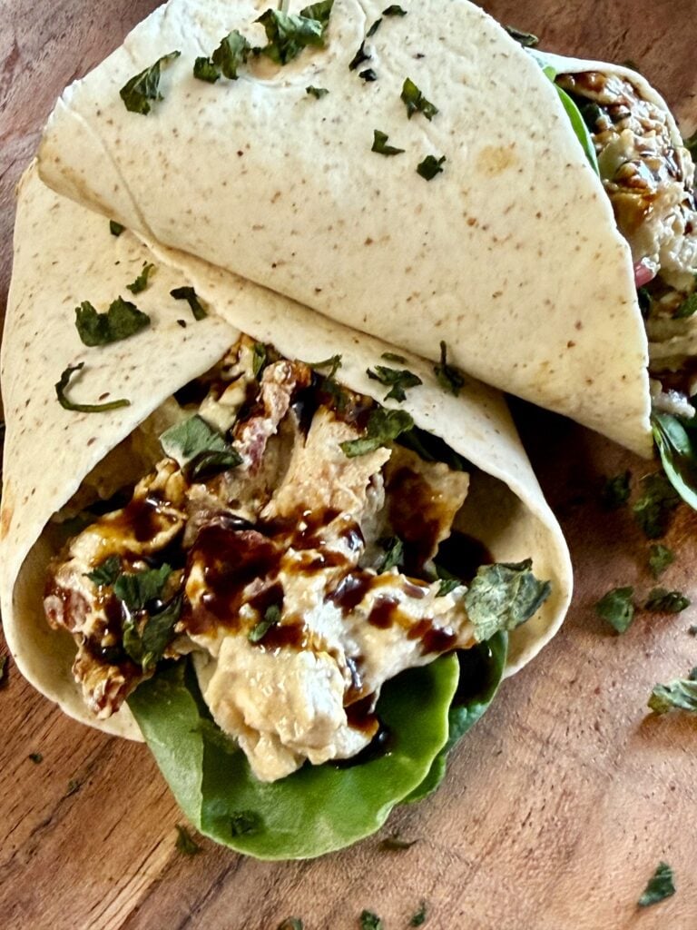 High Protein Feta Chicken Salad Wraps
