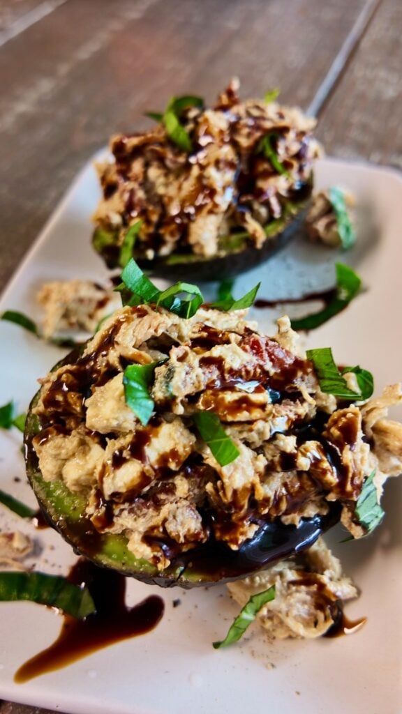 Chicken Caprese Stuffed Avocados