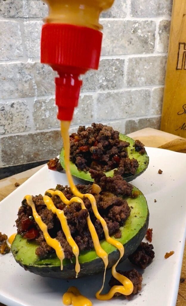 Chili Sesame Beef Stuffed Avocados
